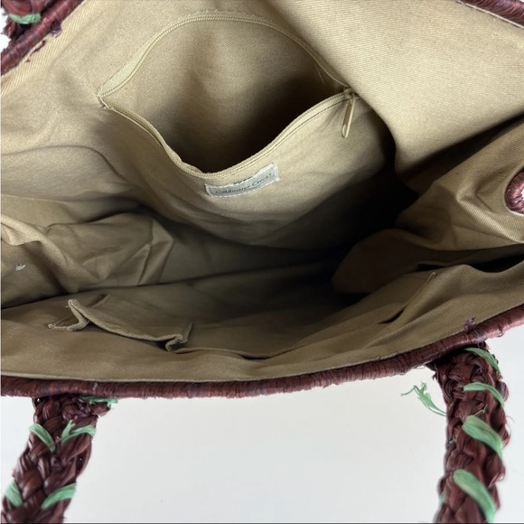 Coldwater Creek Flower Print Straw Woven Wicker Purse Bag - Picture 8 of 9